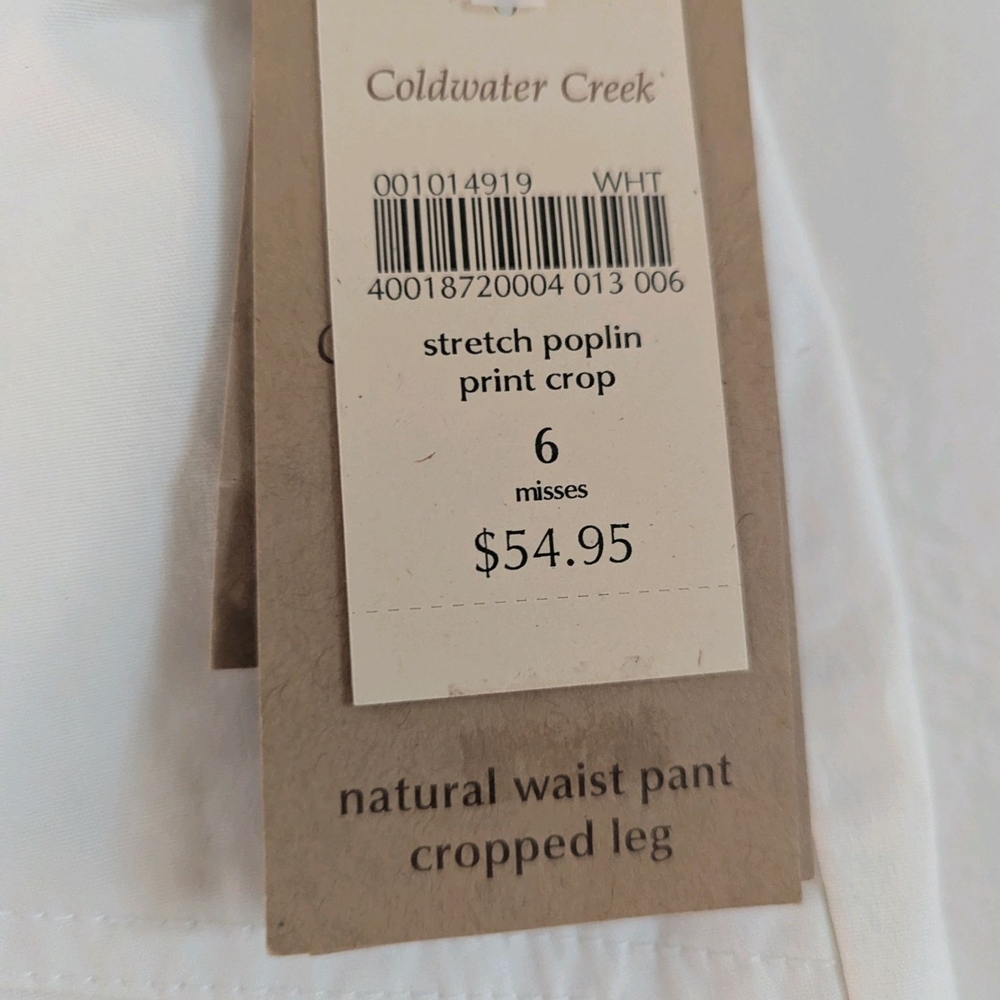 NWT Coldwater Creek White Capri Pants Embroidered Women Sz 6 Stretch Crop Cargo - Picture 2 of 13